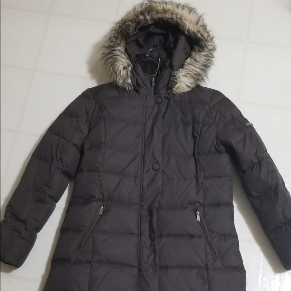 Dkny long puffer real down
